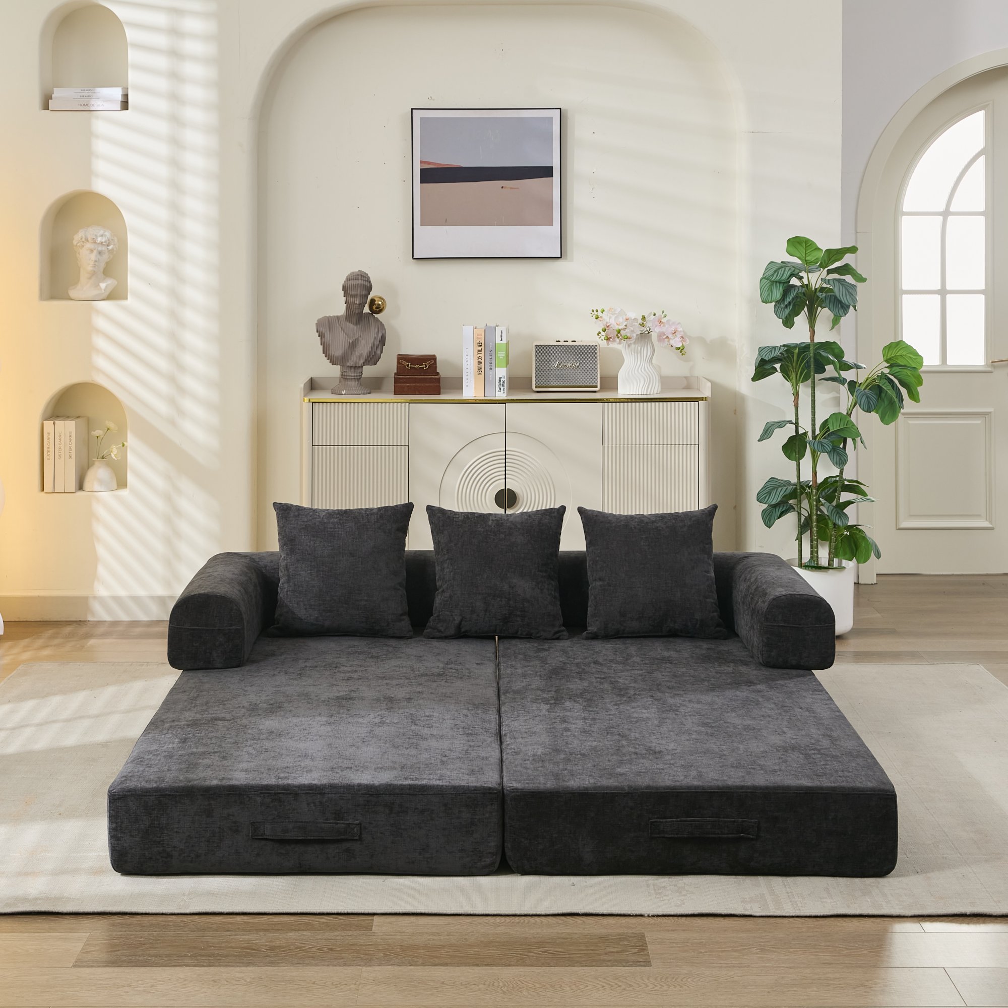 Comfy Convertible Folding Mattress Couch, Floor Sofa Bed, Chenille Floor Sofa with Armrest, Floor Sofa Lounge Couch for Living Room Bedroom Lounge Studio-Black Comfy Convertible Folding Mattress Couch, Floor Sofa Bed, Chenille Floor Sofa with Armrest, Floor Sofa Lounge Couch for Living Room Bedroom Lounge Studio-Black