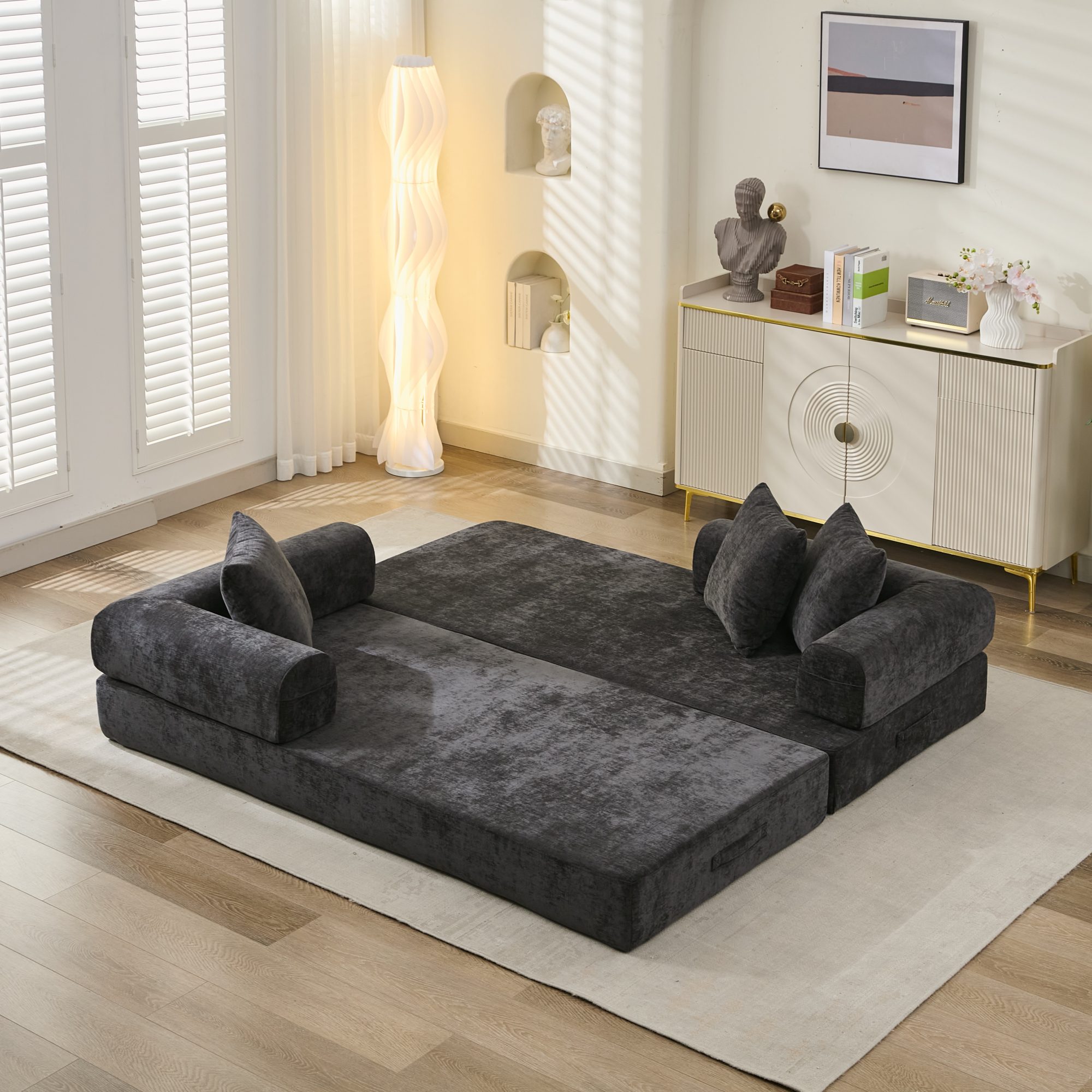 Comfy Convertible Folding Mattress Couch, Floor Sofa Bed, Chenille Floor Sofa with Armrest, Floor Sofa Lounge Couch for Living Room Bedroom Lounge Studio-Black Comfy Convertible Folding Mattress Couch, Floor Sofa Bed, Chenille Floor Sofa with Armrest, Floor Sofa Lounge Couch for Living Room Bedroom Lounge Studio-Black
