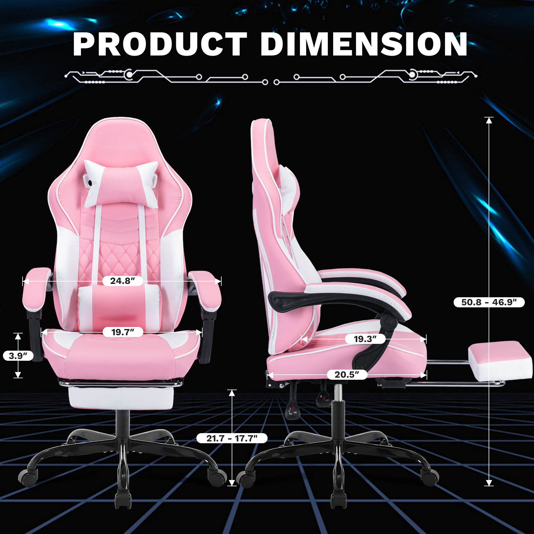Ergonomic Video Gamer Chairs,Computer Gaming Chairs with Massage Lumbar Support and footrest,Racing Style Computer Chair Adjustable Headrest for Adults,Pink White Ergonomic Video Gamer Chairs,Computer Gaming Chairs with Massage Lumbar Support and footrest,Racing Style Computer Chair Adjustable Headrest for Adults,Pink White