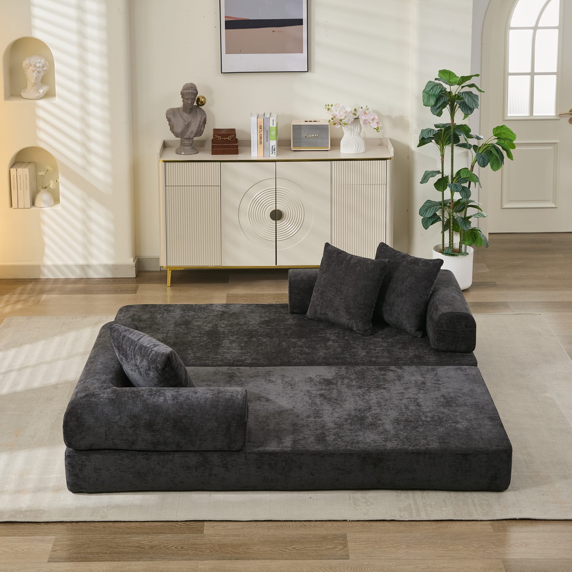 Comfy Convertible Folding Mattress Couch, Floor Sofa Bed, Chenille Floor Sofa with Armrest, Floor Sofa Lounge Couch for Living Room Bedroom Lounge Studio-Black Comfy Convertible Folding Mattress Couch, Floor Sofa Bed, Chenille Floor Sofa with Armrest, Floor Sofa Lounge Couch for Living Room Bedroom Lounge Studio-Black