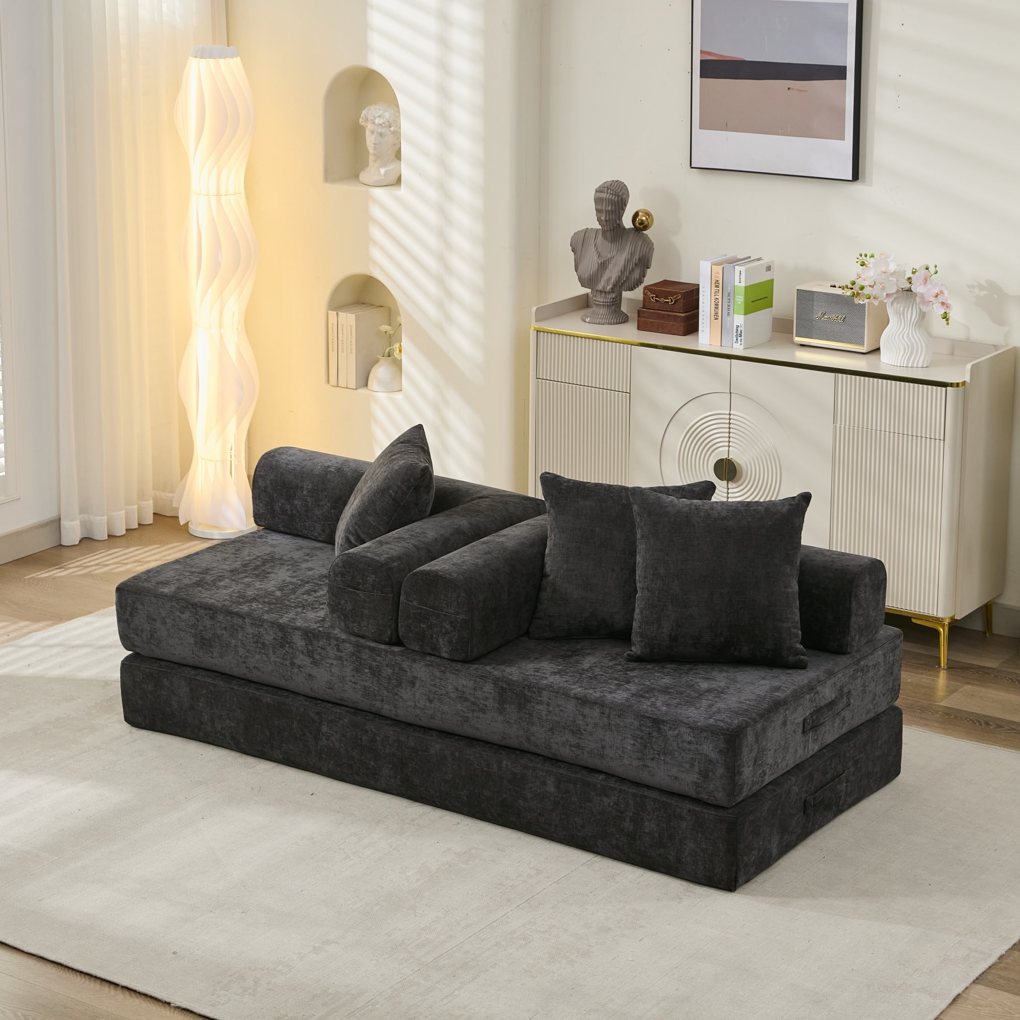 Comfy Convertible Folding Mattress Couch, Floor Sofa Bed, Chenille Floor Sofa with Armrest, Floor Sofa Lounge Couch for Living Room Bedroom Lounge Studio-Black Comfy Convertible Folding Mattress Couch, Floor Sofa Bed, Chenille Floor Sofa with Armrest, Floor Sofa Lounge Couch for Living Room Bedroom Lounge Studio-Black