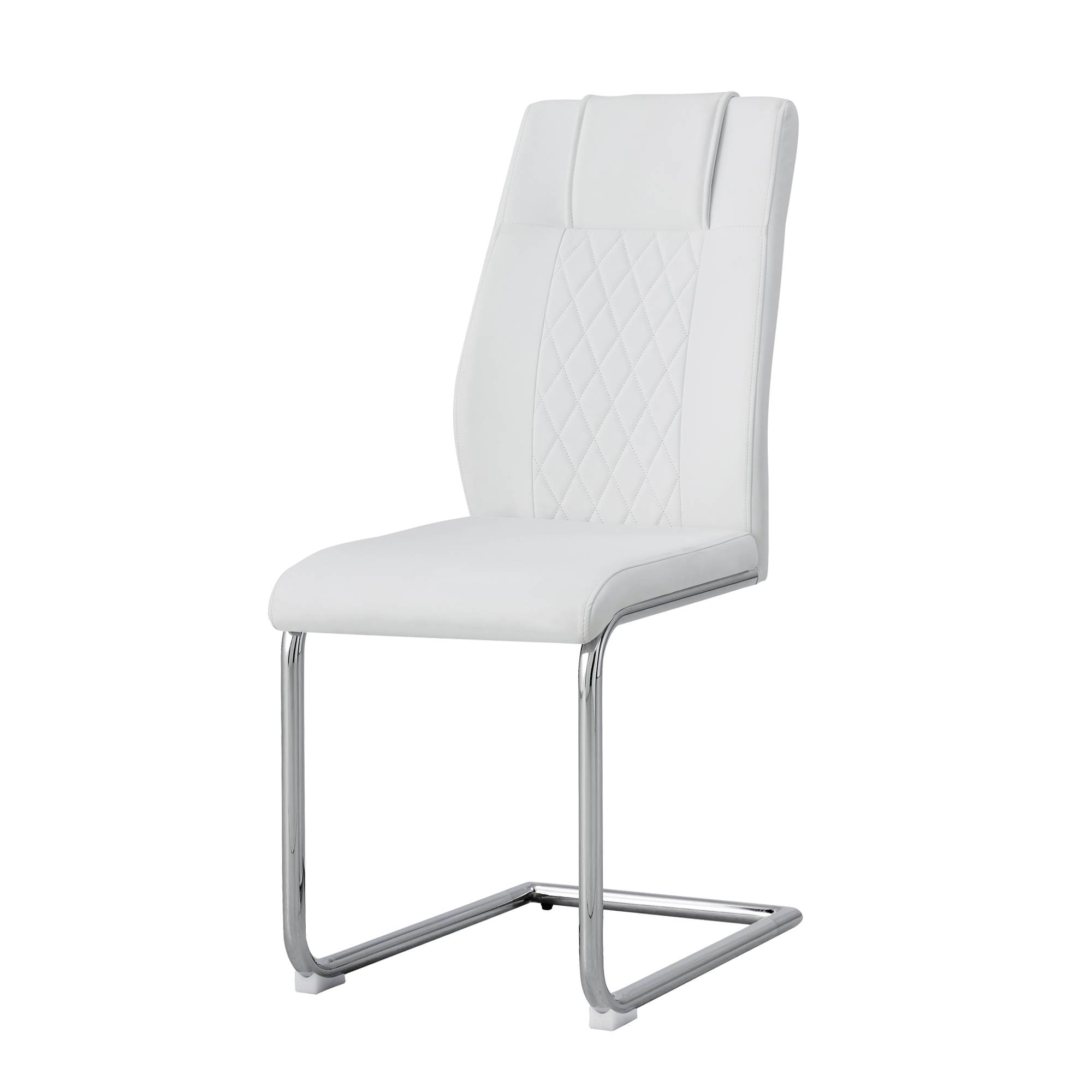 Modern Dining Chairs with Faux Leather Padded Seat Dining Living Room Chairs Upholstered Chair with Metal Legs Design for Kitchen, Living, Bedroom, Dining Room Side Chairs Set of 6 (White+PU )C-001 Modern Dining Chairs with Faux Leather Padded Seat Dining Living Room Chairs Upholstered Chair with Metal Legs Design for Kitchen, Living, Bedroom, Dining Room Side Chairs Set of 6 (White+PU )C-001