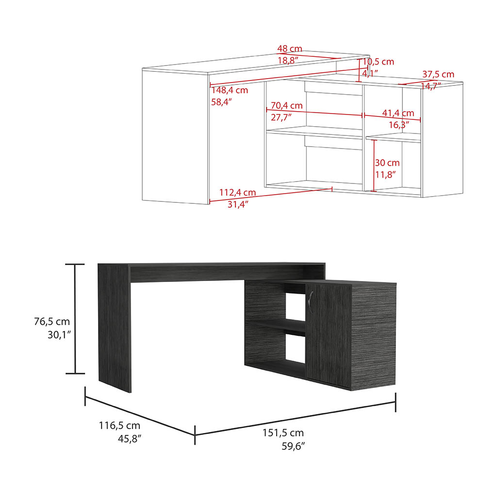 Axis Modern L-Shaped Computer Desk with Open & Closed Storage -Smokey Oak Axis Modern L-Shaped Computer Desk with Open & Closed Storage -Smokey Oak