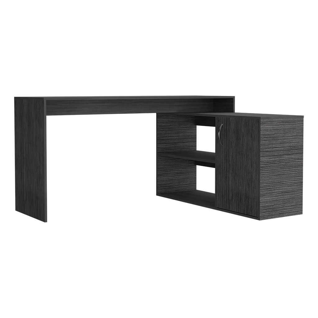 Axis Modern L-Shaped Computer Desk with Open & Closed Storage -Smokey Oak Axis Modern L-Shaped Computer Desk with Open & Closed Storage -Smokey Oak