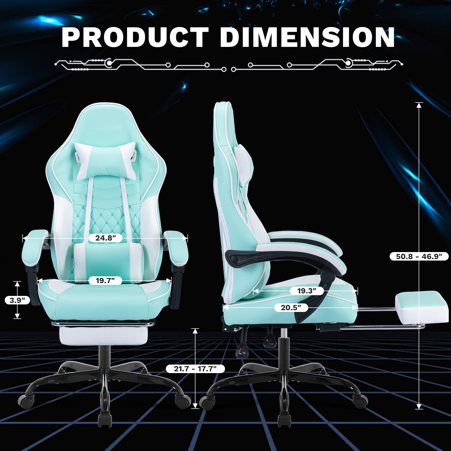 Ergonomic Video Gamer Chairs,Computer Gaming Chairs with Massage Lumbar Support and footrest,Racing Style Computer Chair Adjustable Headrest for Adults,GREEN Ergonomic Video Gamer Chairs,Computer Gaming Chairs with Massage Lumbar Support and footrest,Racing Style Computer Chair Adjustable Headrest for Adults,GREEN