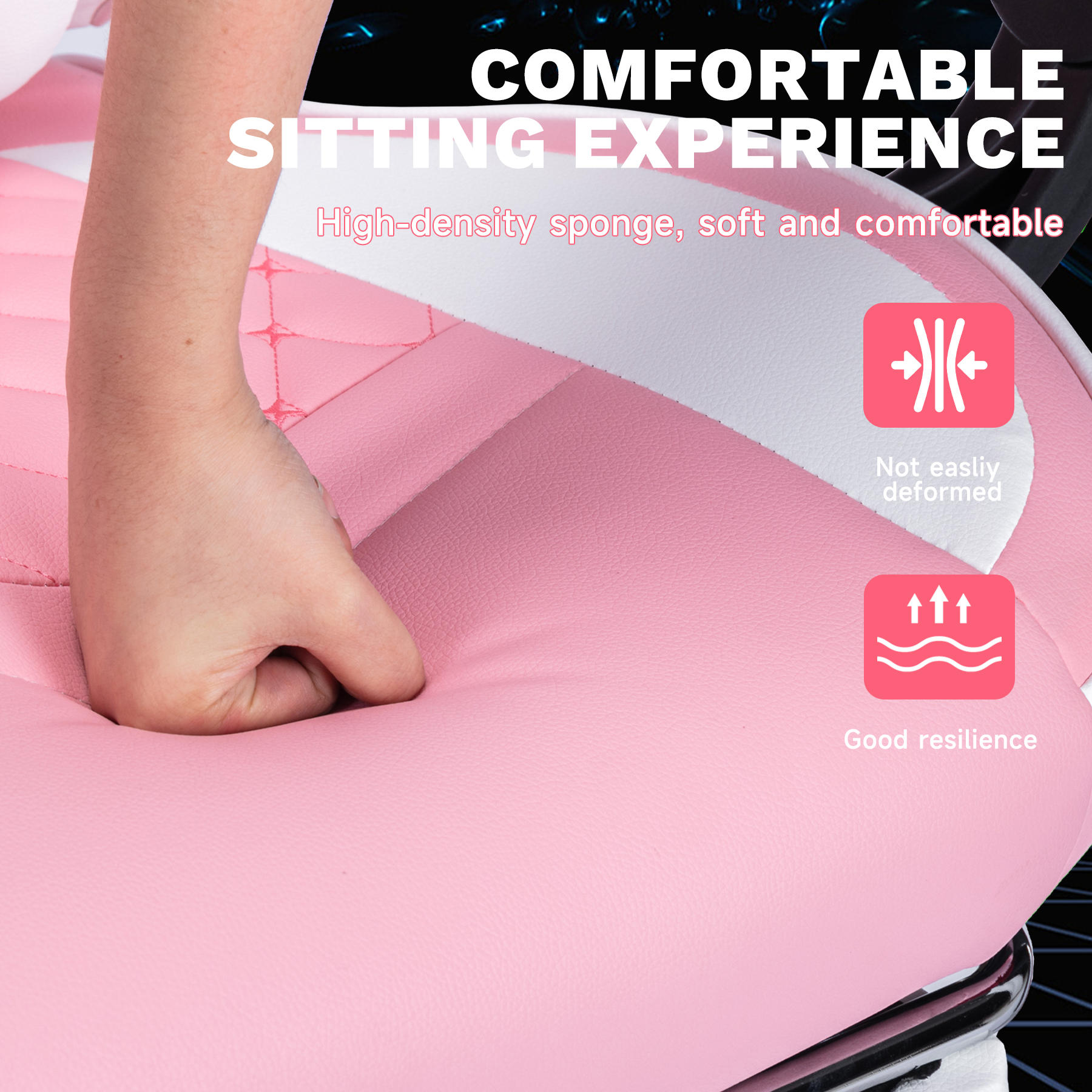 Ergonomic Video Gamer Chairs,Computer Gaming Chairs with Massage Lumbar Support and footrest,Racing Style Computer Chair Adjustable Headrest for Adults,Pink White Ergonomic Video Gamer Chairs,Computer Gaming Chairs with Massage Lumbar Support and footrest,Racing Style Computer Chair Adjustable Headrest for Adults,Pink White