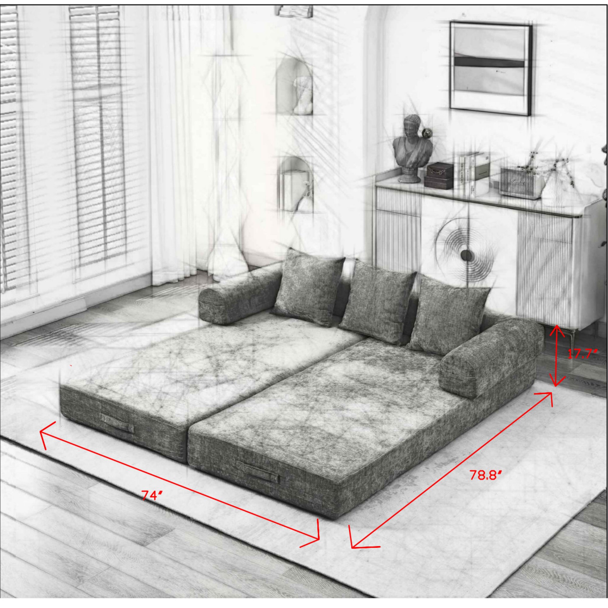 Comfy Convertible Folding Mattress Couch, Floor Sofa Bed, Chenille Floor Sofa with Armrest, Floor Sofa Lounge Couch for Living Room Bedroom Lounge Studio-Black Comfy Convertible Folding Mattress Couch, Floor Sofa Bed, Chenille Floor Sofa with Armrest, Floor Sofa Lounge Couch for Living Room Bedroom Lounge Studio-Black