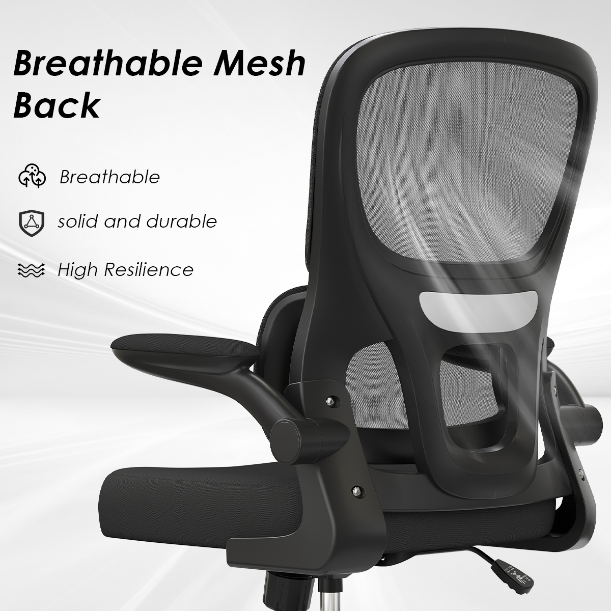 Office Chair, Mesh Ergonomic Office Chair with Lumbar Support, Comfy Computer Desk Chair with Flip Armrest Rolling Wheels for Home Study Room Office, Black & Black Office Chair, Mesh Ergonomic Office Chair with Lumbar Support, Comfy Computer Desk Chair with Flip Armrest Rolling Wheels for Home Study Room Office, Black & Black