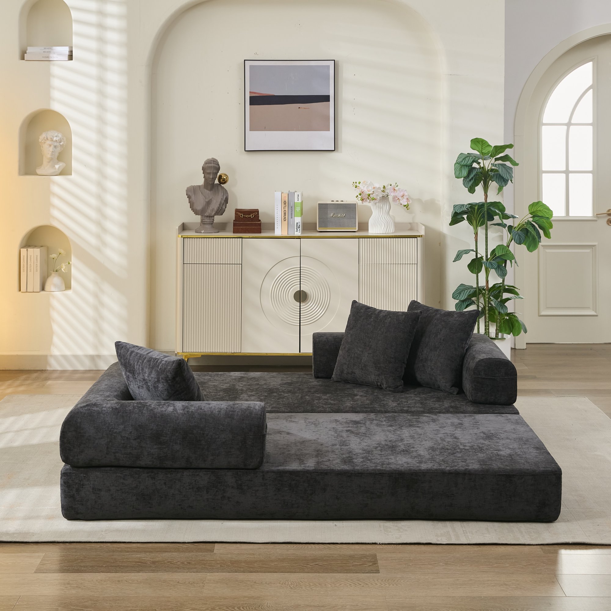 Comfy Convertible Folding Mattress Couch, Floor Sofa Bed, Chenille Floor Sofa with Armrest, Floor Sofa Lounge Couch for Living Room Bedroom Lounge Studio-Black Comfy Convertible Folding Mattress Couch, Floor Sofa Bed, Chenille Floor Sofa with Armrest, Floor Sofa Lounge Couch for Living Room Bedroom Lounge Studio-Black