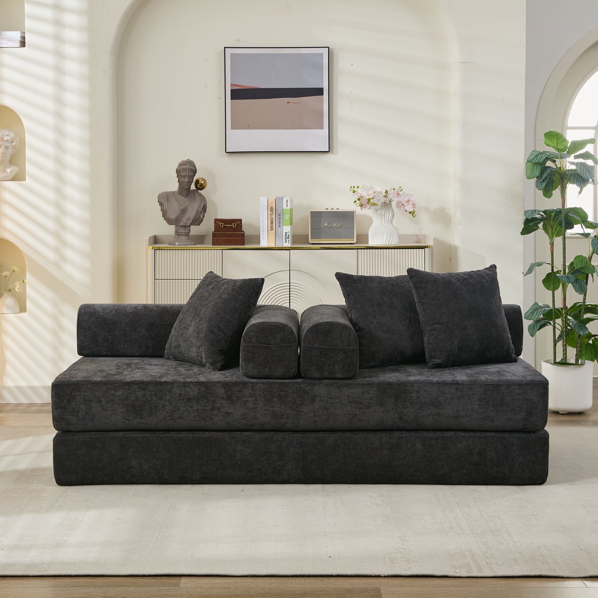 Comfy Convertible Folding Mattress Couch, Floor Sofa Bed, Chenille Floor Sofa with Armrest, Floor Sofa Lounge Couch for Living Room Bedroom Lounge Studio-Black Comfy Convertible Folding Mattress Couch, Floor Sofa Bed, Chenille Floor Sofa with Armrest, Floor Sofa Lounge Couch for Living Room Bedroom Lounge Studio-Black