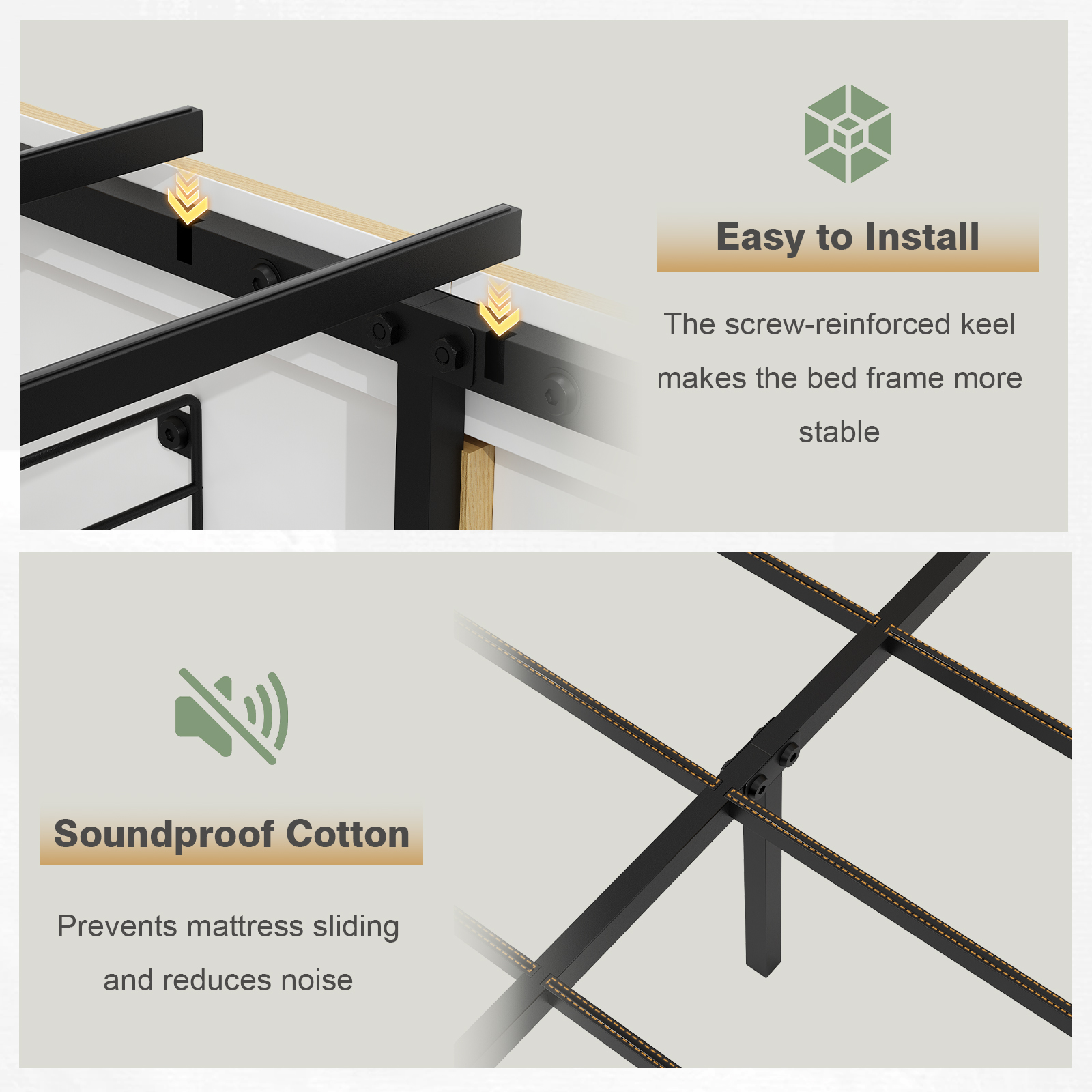 Queen Size Bed Frames with 4 Storage Drawers & 2-Tier Storage Headboards & Built-in USB Ports & Power Outlets, Metal Bed Frames Nox Box Spring Needed, Oak Queen Size Bed Frames with 4 Storage Drawers & 2-Tier Storage Headboards & Built-in USB Ports & Power Outlets, Metal Bed Frames Nox Box Spring Needed, Oak
