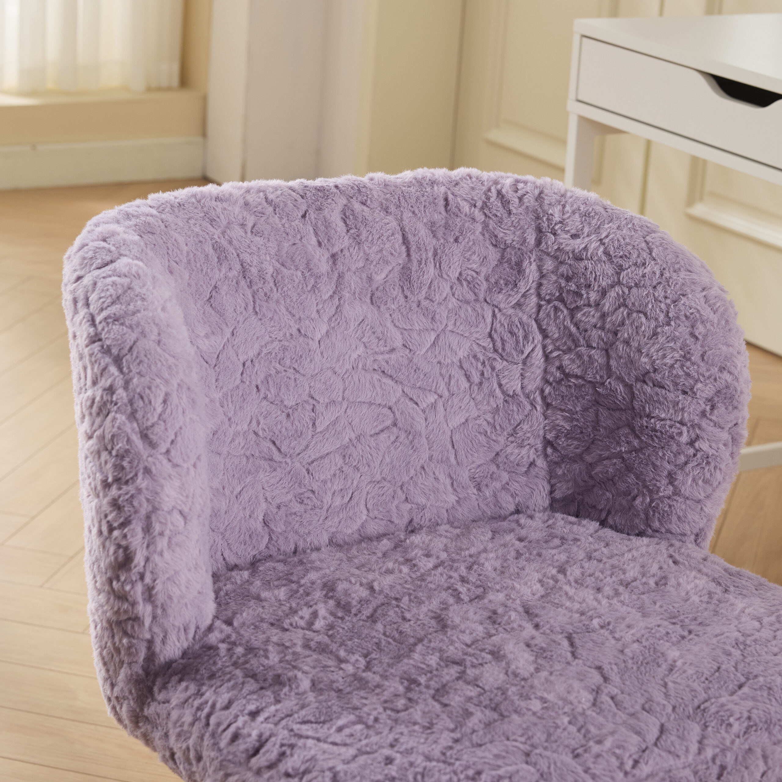 A&A Furniture Office Chair,Artificial rabbit hair Home Office Chair with Metal Base,Adjustable Desk Chair Swivel Office Chair,Vanity Chair(Violet) A&A Furniture Office Chair,Artificial rabbit hair Home Office Chair with Metal Base,Adjustable Desk Chair Swivel Office Chair,Vanity Chair(Violet)