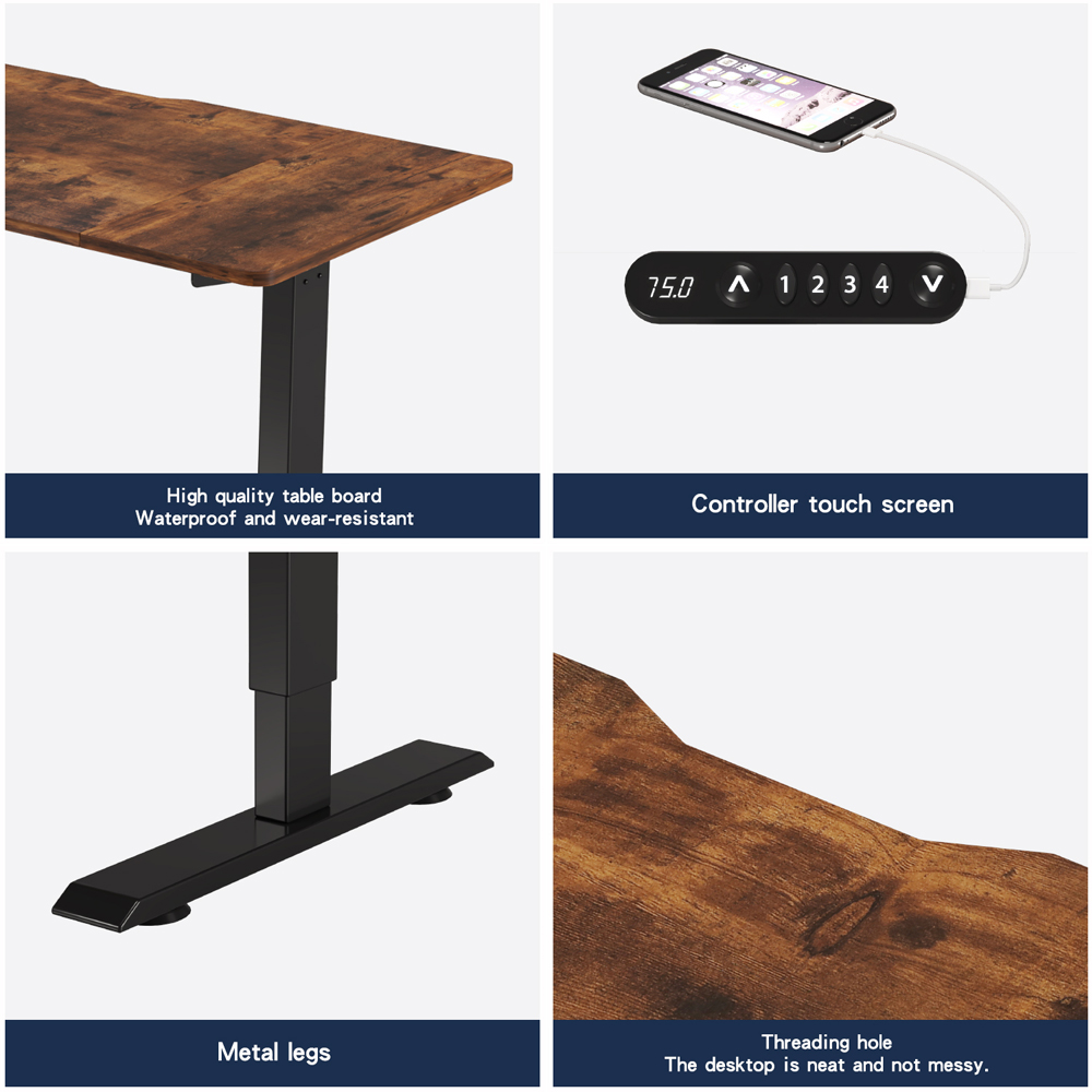48″×24″ Rustic Brown Electric Standing Desk Height Adjustable Desk for Home and Office Computer Table Gaming Desk Modern Lift-up Desk 48″×24″ Rustic Brown Electric Standing Desk Height Adjustable Desk for Home and Office Computer Table Gaming Desk Modern Lift-up Desk