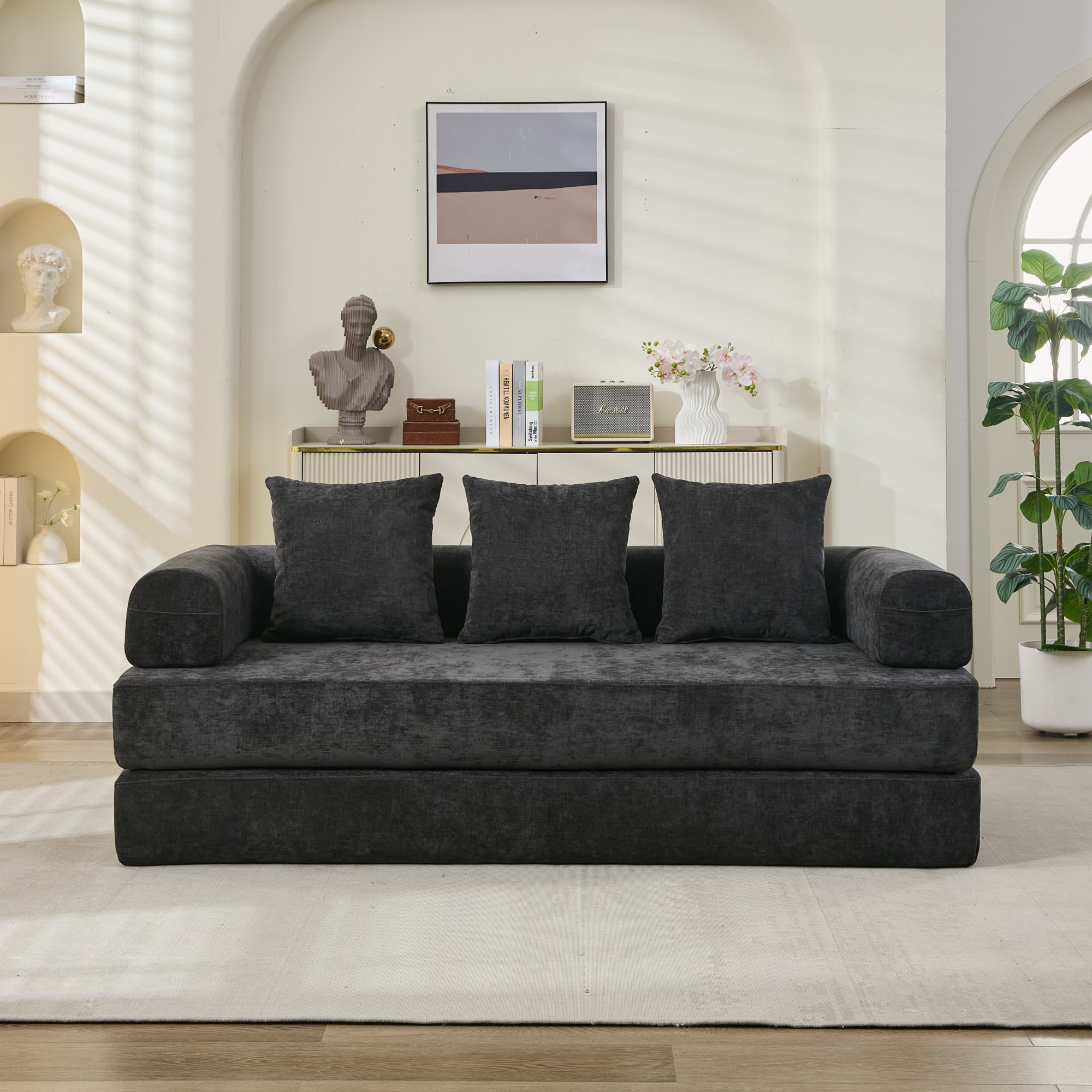 Comfy Convertible Folding Mattress Couch, Floor Sofa Bed, Chenille Floor Sofa with Armrest, Floor Sofa Lounge Couch for Living Room Bedroom Lounge Studio-Black Comfy Convertible Folding Mattress Couch, Floor Sofa Bed, Chenille Floor Sofa with Armrest, Floor Sofa Lounge Couch for Living Room Bedroom Lounge Studio-Black