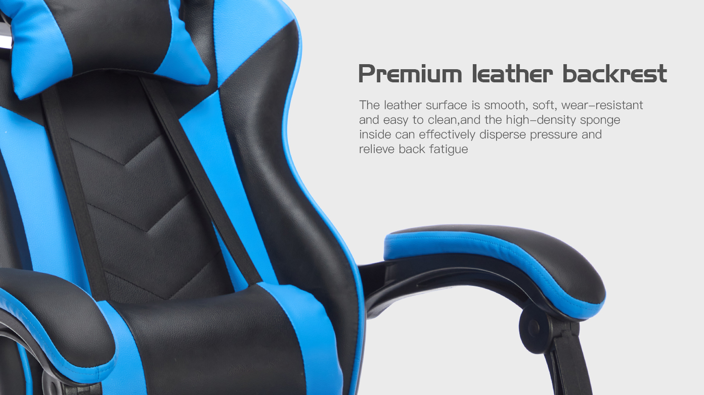 Gaming Chair with Footrest, Ergonomic Computer Chair with Headrest and Lumbar Support, Breathable Material Height Adjustable Video Game Chairs for Adults, Blackblue Gaming Chair with Footrest, Ergonomic Computer Chair with Headrest and Lumbar Support, Breathable Material Height Adjustable Video Game Chairs for Adults, Blackblue