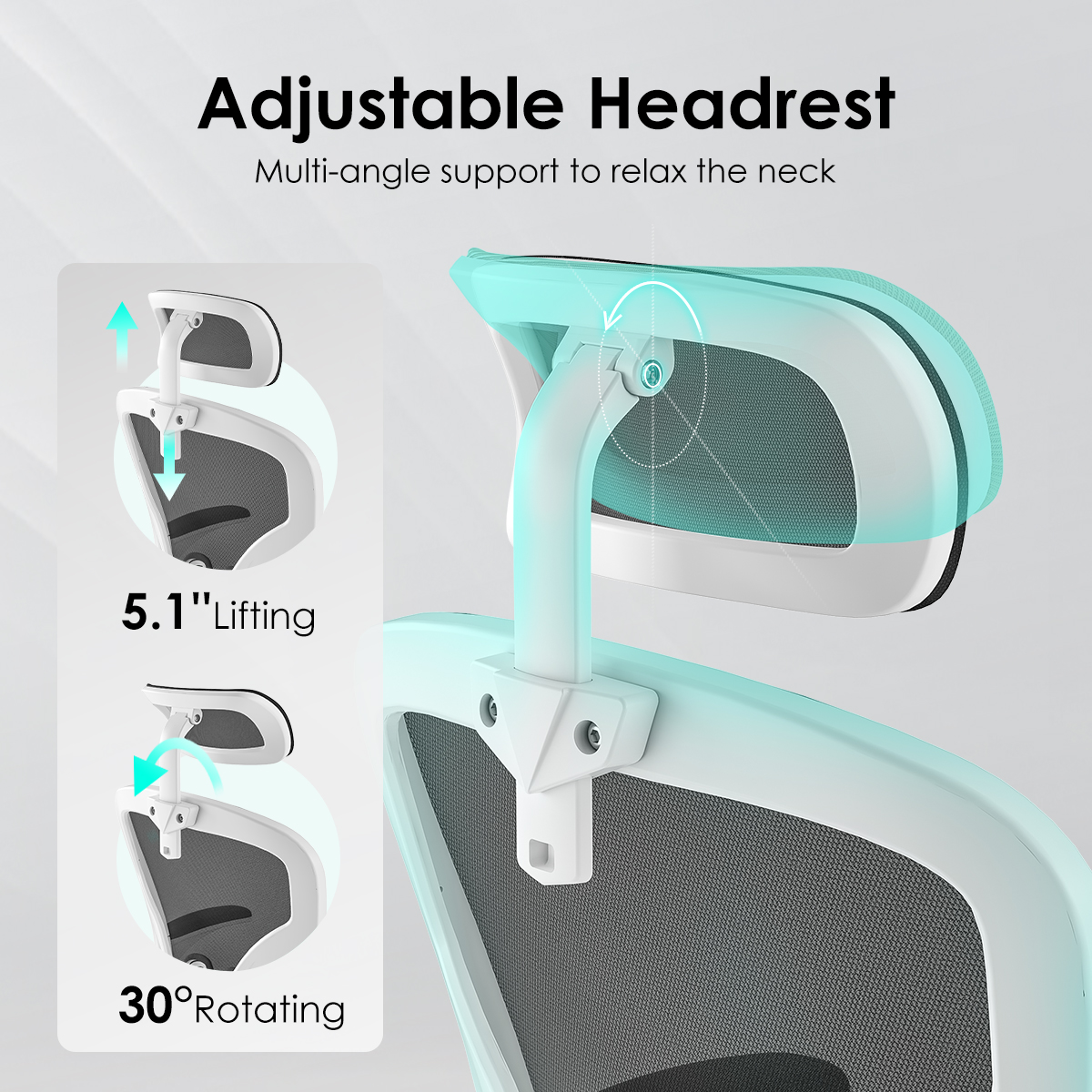 Ergonomic Office Chair, Home Office Desk Chair with Headrest, High Back Computer Chair with Armrests and Adjustable Lumbar Support for Home Office Study Room, White & Black Ergonomic Office Chair, Home Office Desk Chair with Headrest, High Back Computer Chair with Armrests and Adjustable Lumbar Support for Home Office Study Room, White & Black