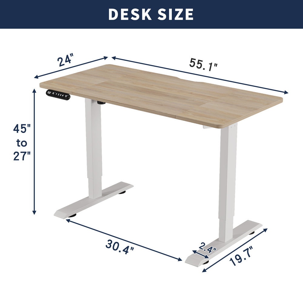 55″×24″ Light Oak Electric Standing Desk Height Adjustable Desk for Home and Office Computer Table Gaming Desk Modern Lift-up Desk 55″×24″ Light Oak Electric Standing Desk Height Adjustable Desk for Home and Office Computer Table Gaming Desk Modern Lift-up Desk