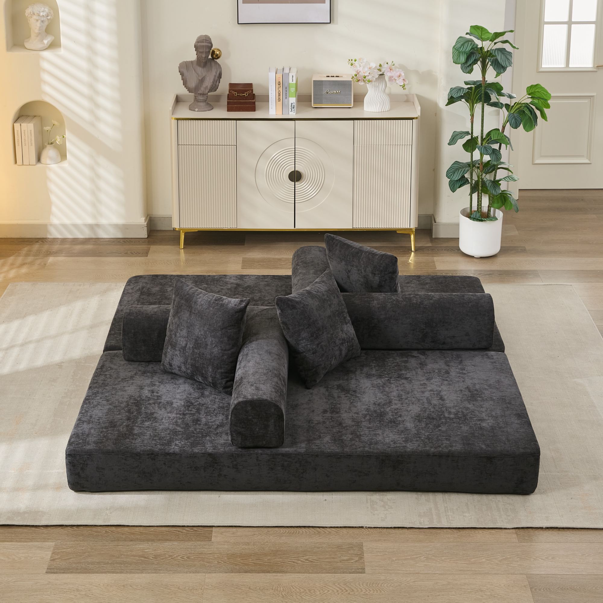 Comfy Convertible Folding Mattress Couch, Floor Sofa Bed, Chenille Floor Sofa with Armrest, Floor Sofa Lounge Couch for Living Room Bedroom Lounge Studio-Black Comfy Convertible Folding Mattress Couch, Floor Sofa Bed, Chenille Floor Sofa with Armrest, Floor Sofa Lounge Couch for Living Room Bedroom Lounge Studio-Black