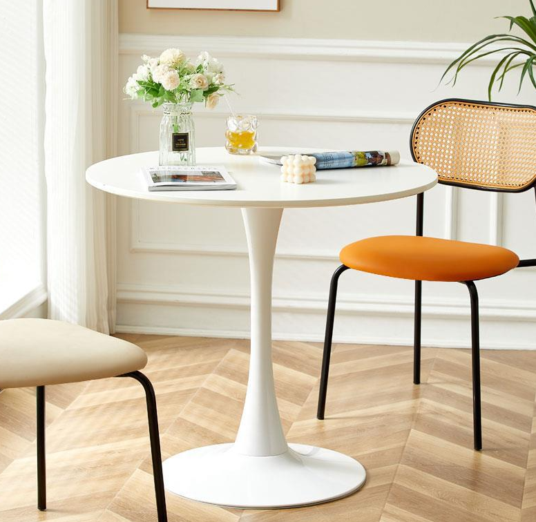 White Round Table, Modern Dining Table, MDF Top and Steel Base Tulip Round Kitchen Table, Mid Century Coffee Table for Living Room 24 Inch, Oval Dining Table White Round Table, Modern Dining Table, MDF Top and Steel Base Tulip Round Kitchen Table, Mid Century Coffee Table for Living Room 24 Inch, Oval Dining Table