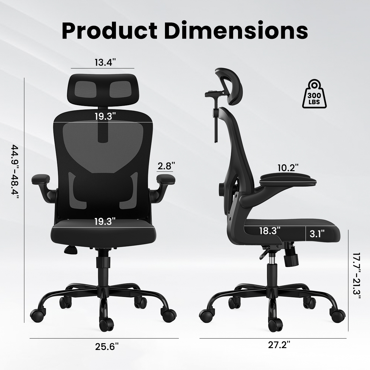 Ergonomic Office Chair, Home Office Desk Chair with Headrest, High Back Computer Chair with Armrests and Adjustable Lumbar Support for Home Office Study Room, Black Ergonomic Office Chair, Home Office Desk Chair with Headrest, High Back Computer Chair with Armrests and Adjustable Lumbar Support for Home Office Study Room, Black