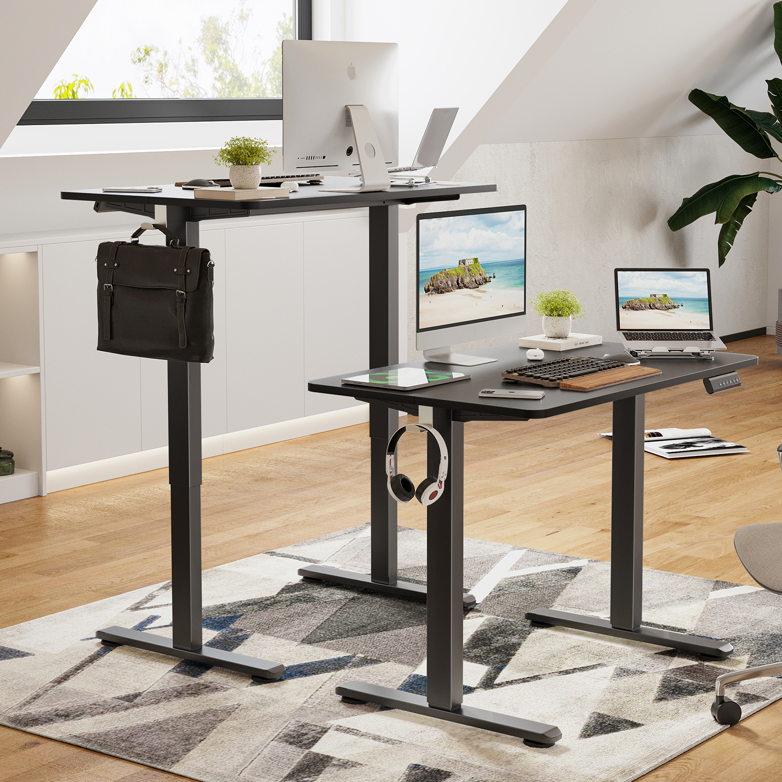 STARY Electric Standing Desk Adjustable Height Sit Stand Home Office Desk with Splice Board STARY Electric Standing Desk Adjustable Height Sit Stand Home Office Desk with Splice Board