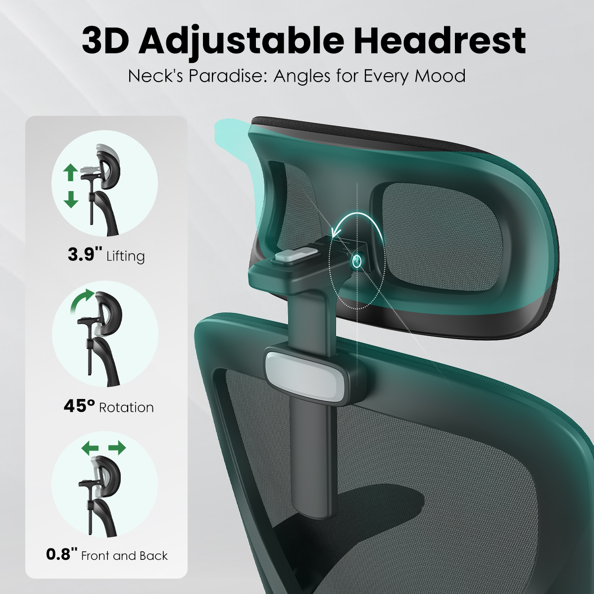 Ergonomic Office Chair, Home Office Desk Chair with Headrest, High Back Computer Chair with Armrests and Adjustable Lumbar Support for Home Office Study Room, Black Ergonomic Office Chair, Home Office Desk Chair with Headrest, High Back Computer Chair with Armrests and Adjustable Lumbar Support for Home Office Study Room, Black