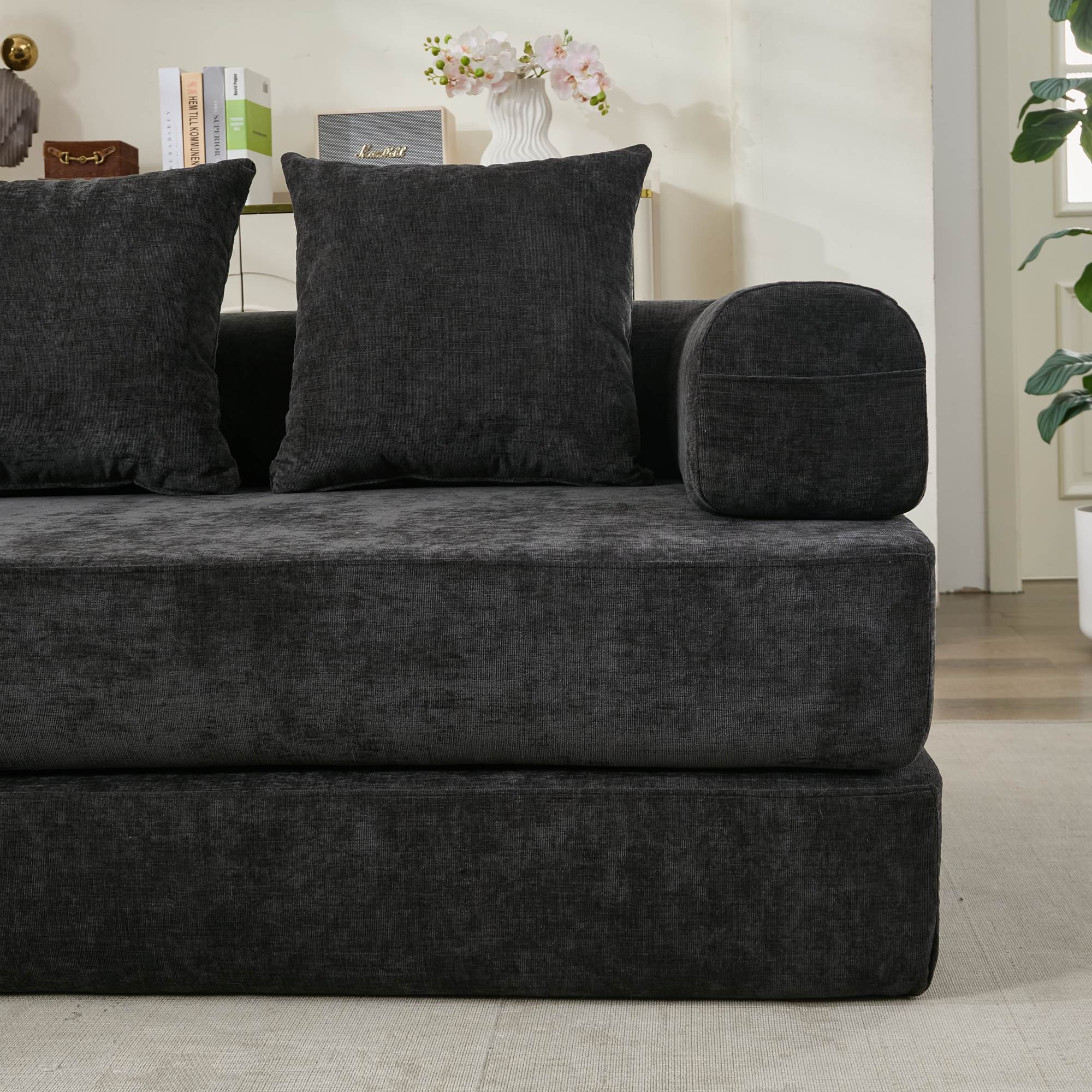 Comfy Convertible Folding Mattress Couch, Floor Sofa Bed, Chenille Floor Sofa with Armrest, Floor Sofa Lounge Couch for Living Room Bedroom Lounge Studio-Black Comfy Convertible Folding Mattress Couch, Floor Sofa Bed, Chenille Floor Sofa with Armrest, Floor Sofa Lounge Couch for Living Room Bedroom Lounge Studio-Black