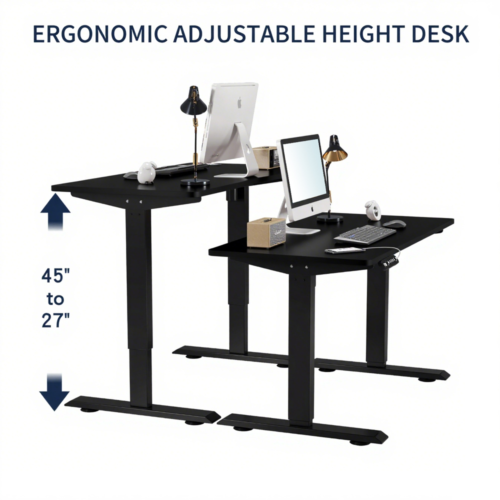 55″×24″ Black Electric Standing Desk Height Adjustable Desk for Home and Office Computer Table Gaming Desk Modern Lift-up Desk 55″×24″ Black Electric Standing Desk Height Adjustable Desk for Home and Office Computer Table Gaming Desk Modern Lift-up Desk