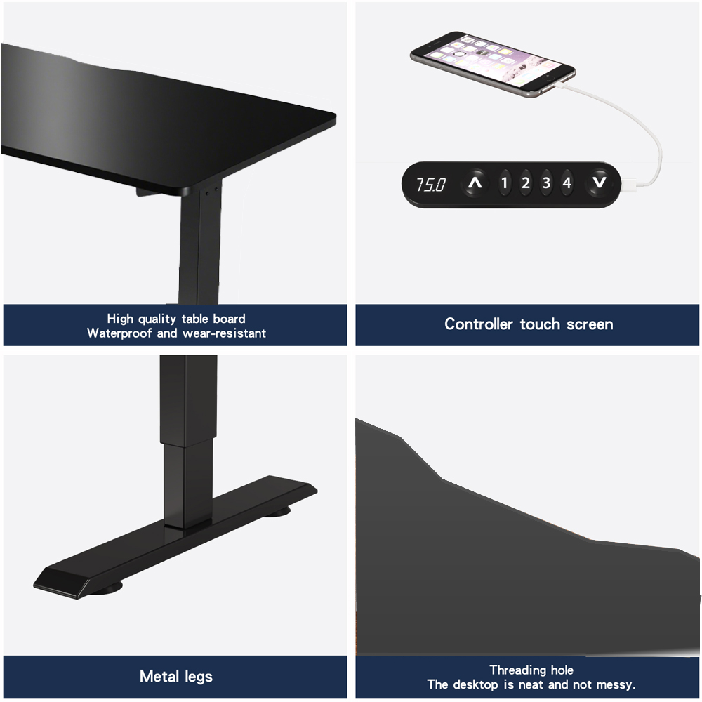 55″×24″ Black Electric Standing Desk Height Adjustable Desk for Home and Office Computer Table Gaming Desk Modern Lift-up Desk 55″×24″ Black Electric Standing Desk Height Adjustable Desk for Home and Office Computer Table Gaming Desk Modern Lift-up Desk