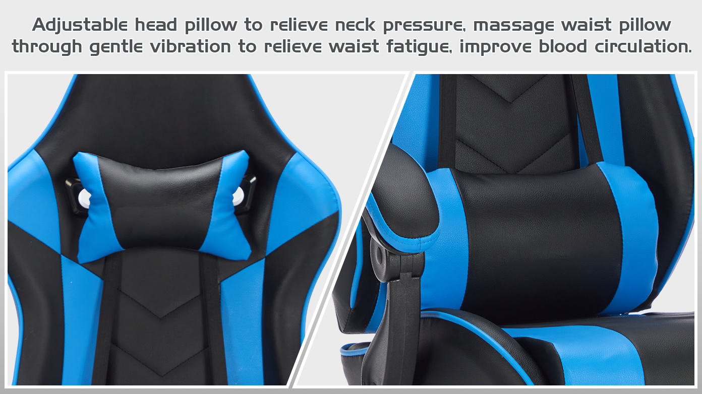 Gaming Chair with Footrest, Ergonomic Computer Chair with Headrest and Lumbar Support, Breathable Material Height Adjustable Video Game Chairs for Adults, Blackblue Gaming Chair with Footrest, Ergonomic Computer Chair with Headrest and Lumbar Support, Breathable Material Height Adjustable Video Game Chairs for Adults, Blackblue