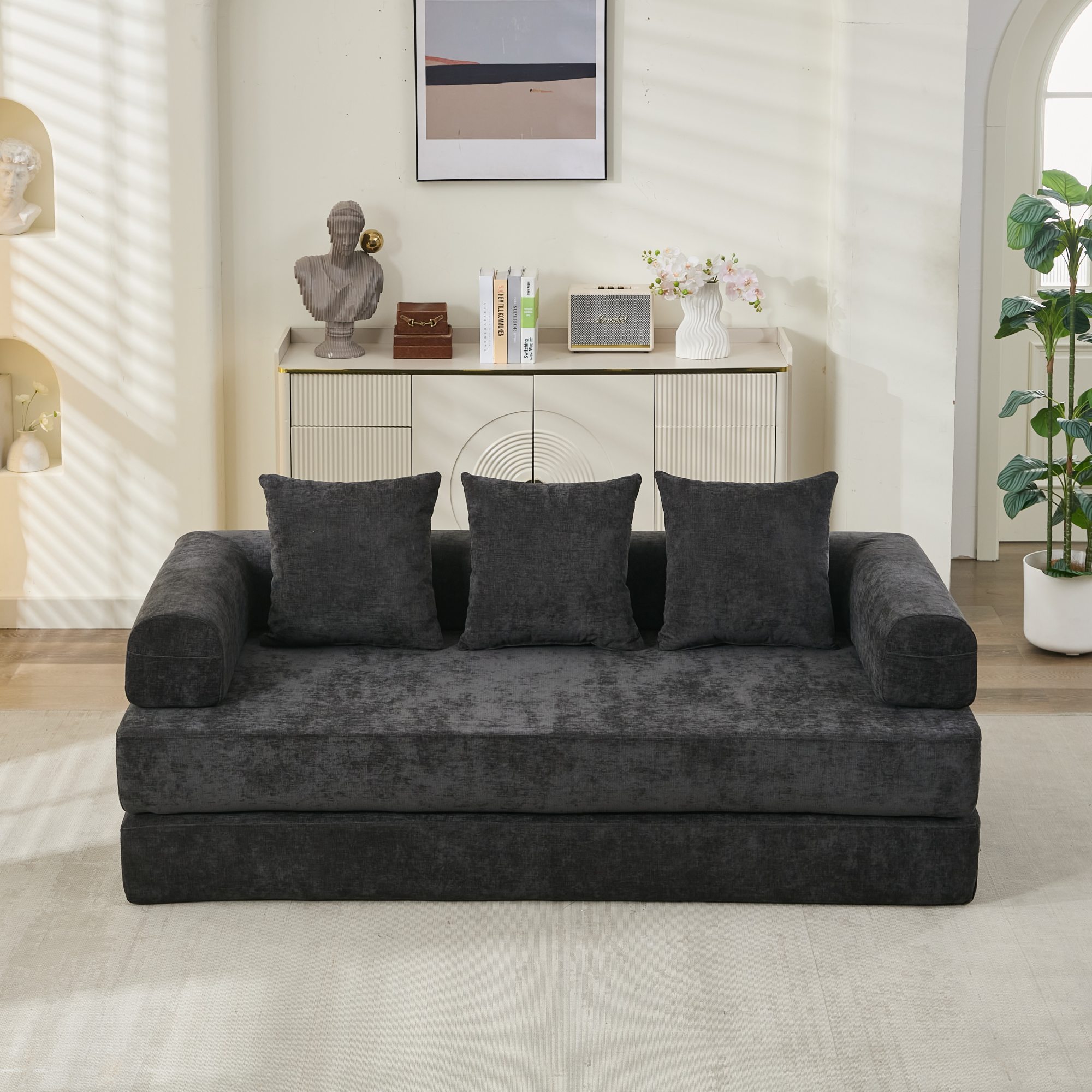 Comfy Convertible Folding Mattress Couch, Floor Sofa Bed, Chenille Floor Sofa with Armrest, Floor Sofa Lounge Couch for Living Room Bedroom Lounge Studio-Black Comfy Convertible Folding Mattress Couch, Floor Sofa Bed, Chenille Floor Sofa with Armrest, Floor Sofa Lounge Couch for Living Room Bedroom Lounge Studio-Black