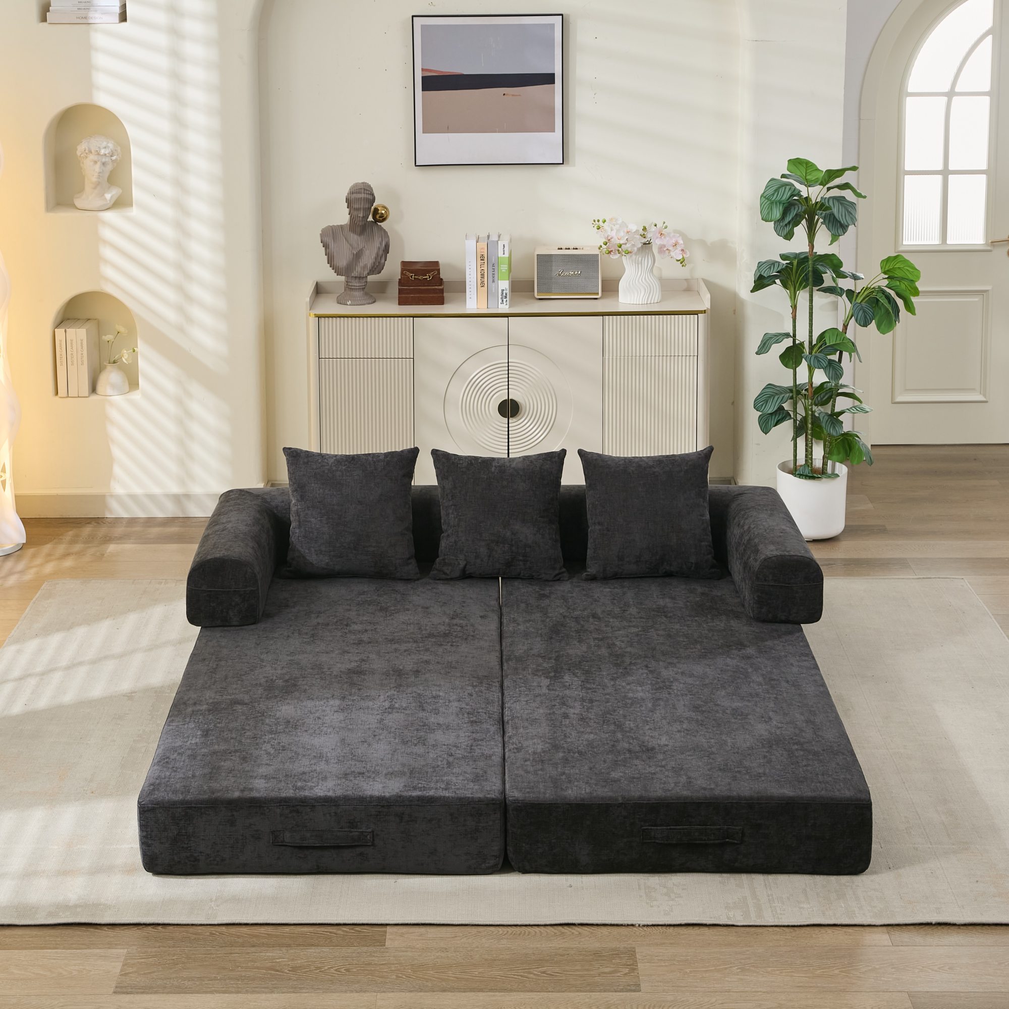 Comfy Convertible Folding Mattress Couch, Floor Sofa Bed, Chenille Floor Sofa with Armrest, Floor Sofa Lounge Couch for Living Room Bedroom Lounge Studio-Black Comfy Convertible Folding Mattress Couch, Floor Sofa Bed, Chenille Floor Sofa with Armrest, Floor Sofa Lounge Couch for Living Room Bedroom Lounge Studio-Black