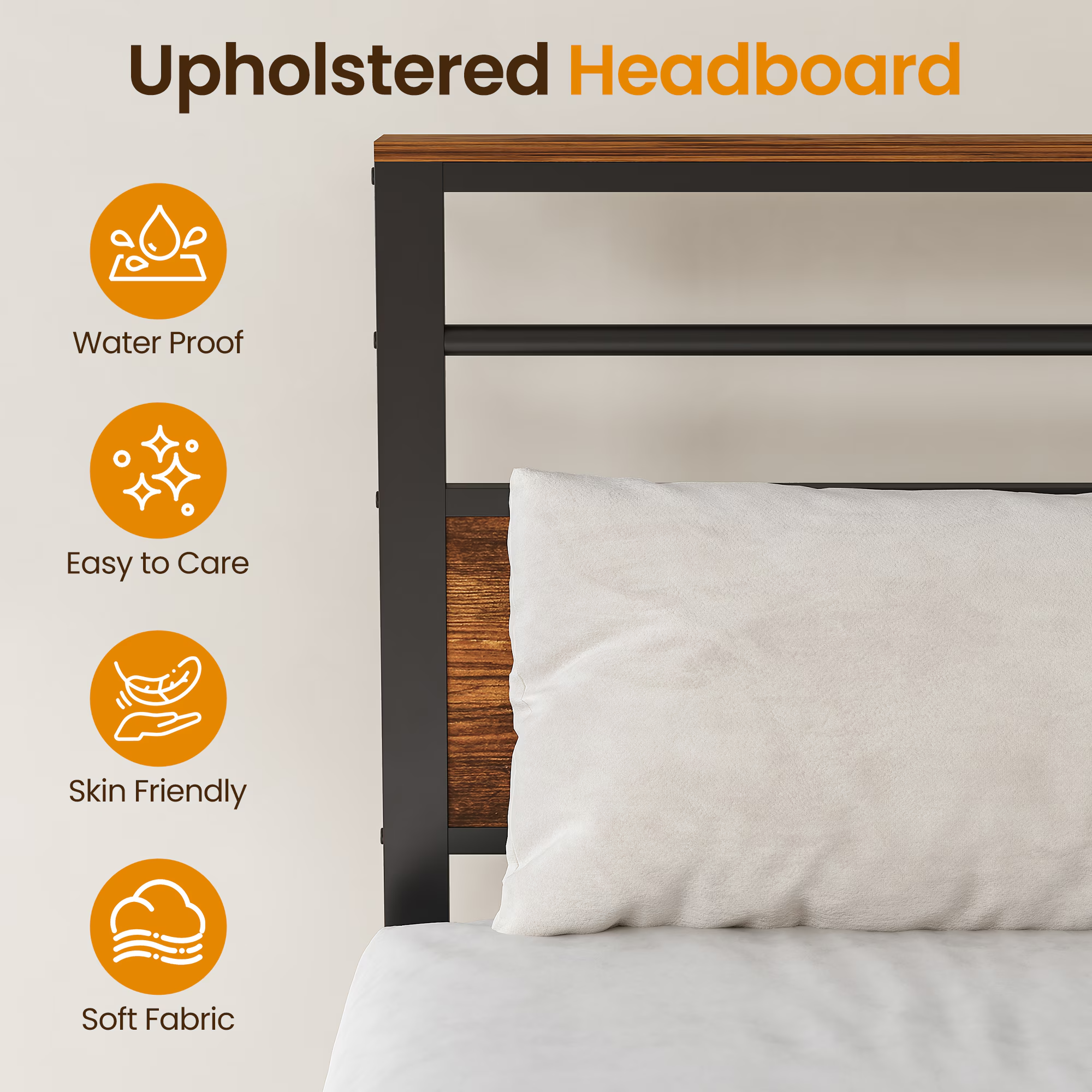 Twin Size Bed Frame with Headboard and Storage Shelf, Metal Bed, Upholstered Wooden Beds with Charging Station, Sturdy Frames for Bedroom Furniture, No Box Spring Needed, Black Twin Size Bed Frame with Headboard and Storage Shelf, Metal Bed, Upholstered Wooden Beds with Charging Station, Sturdy Frames for Bedroom Furniture, No Box Spring Needed, Black